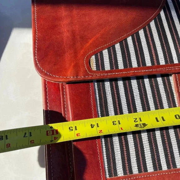 Leather Professional Mens Briefcase Case Document Bag Handbag Brown 16x12 - Picture 6 of 14